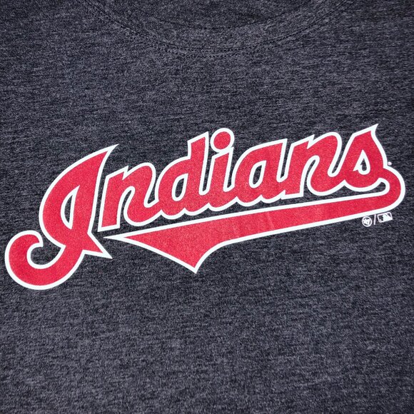 Cleveland Indians TShirt Womens L Navy MLB Reflective 47 Logo Baseball Sports - Picture 5 of 7